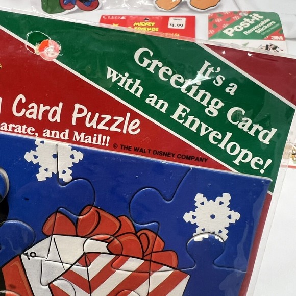 Vintage Disney Christmas Ornament Kurt Adler Gift Tag Puzzle Sticker Set Lot - Picture 10 of 10
